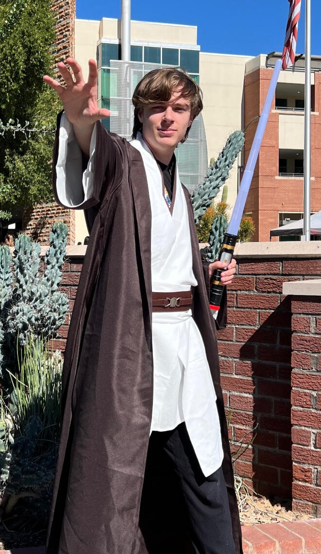 Brady McDowell dressed as a Jedi Knight